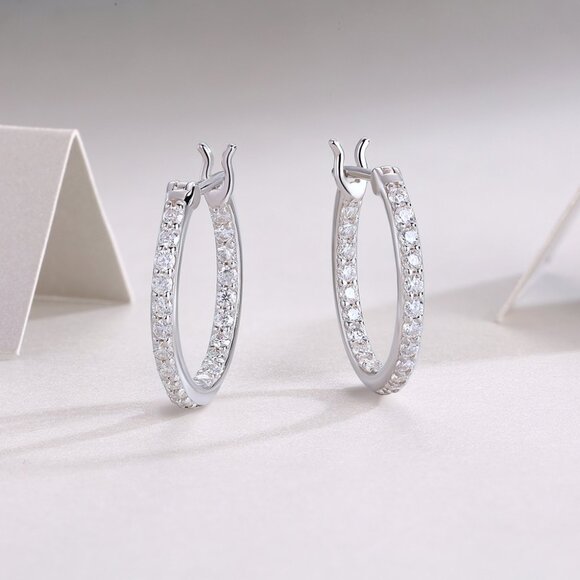 Certified Moissanite Diamond S925 Silver Double Sided Diamond Earrings